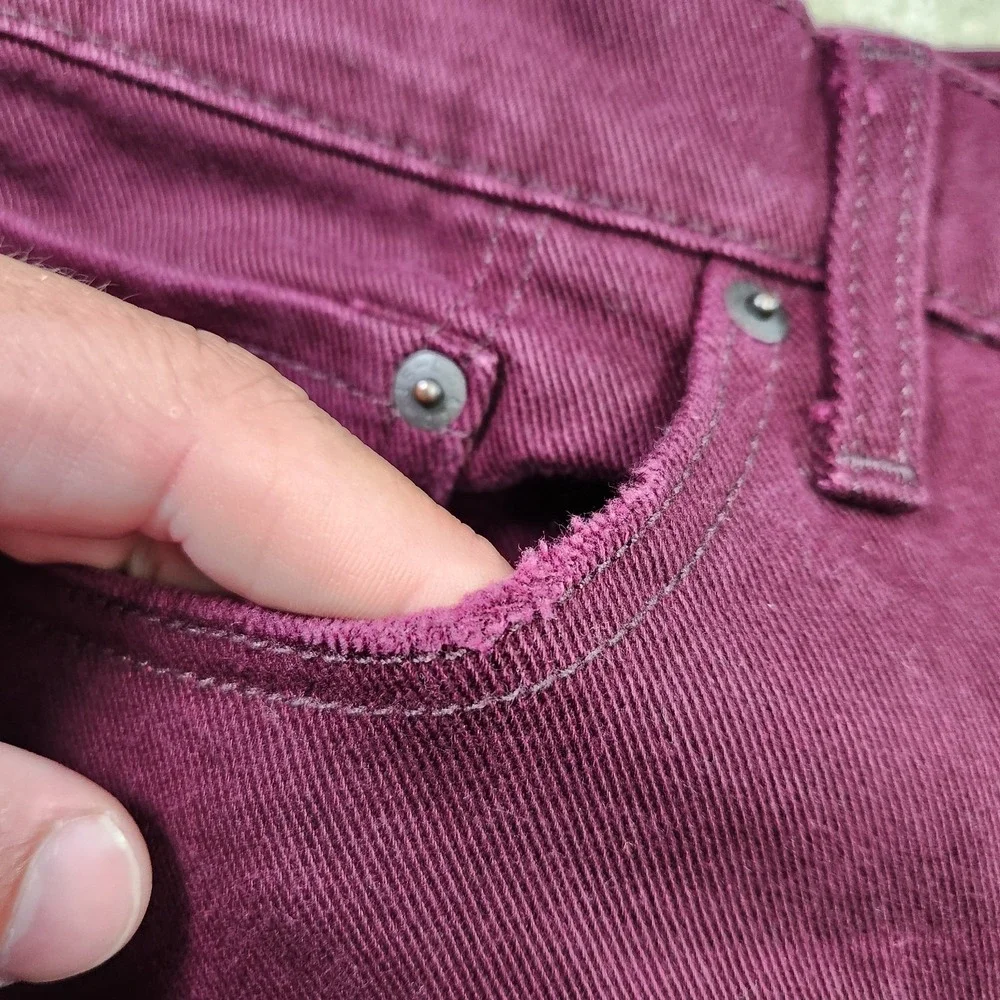 Levis 514 Jeans Men 36x32 Straight Leg Regular Fit Maroon Denim Stretch